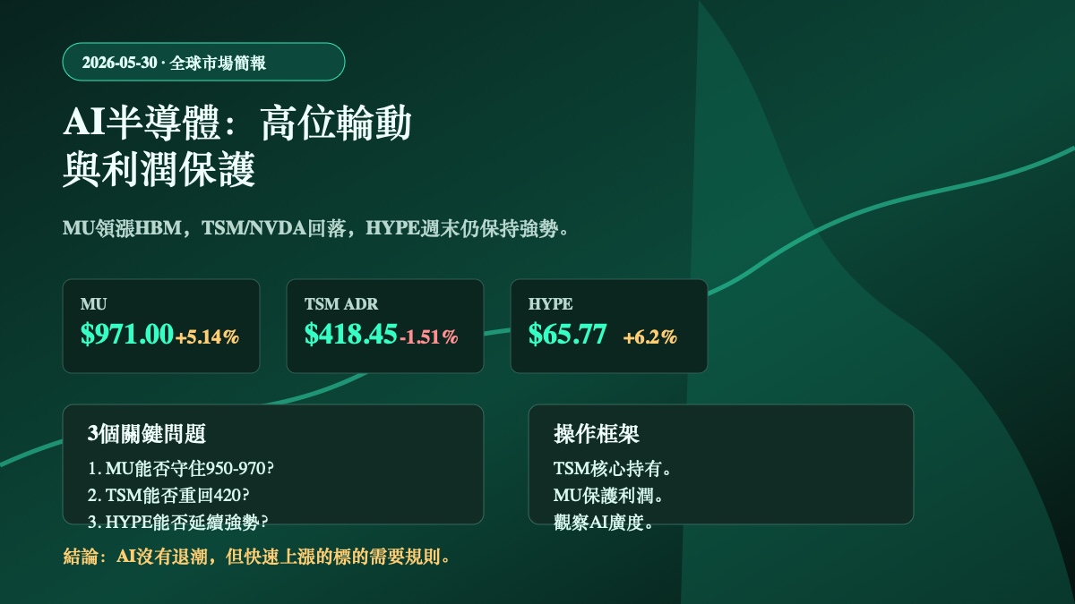 2026年5月30日全球市場簡報資訊圖