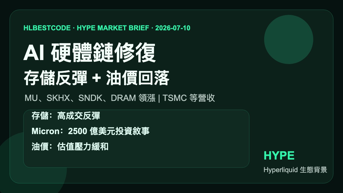 Hyperliquid HYPE 市場簡報 2026-07-10 | AI 硬體鏈修復、存儲反彈、油價回落與 Micron 催化
