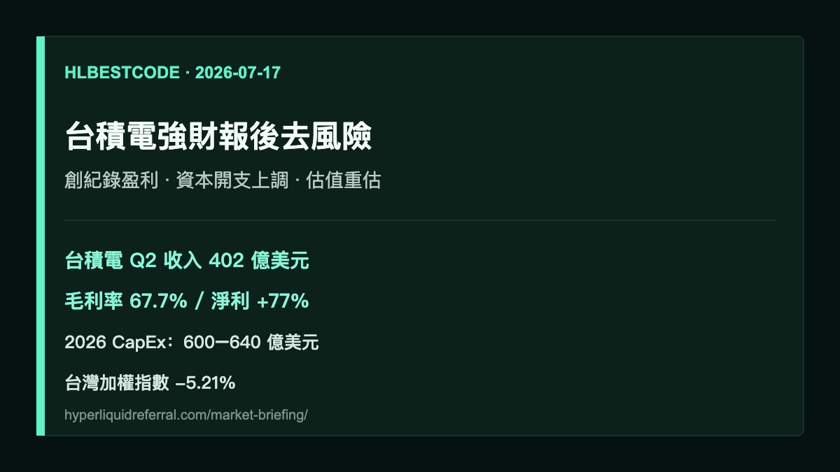 Hyperliquid HYPE 市場簡報 2026-07-17 | 台積電強財報後 AI 科技去風險