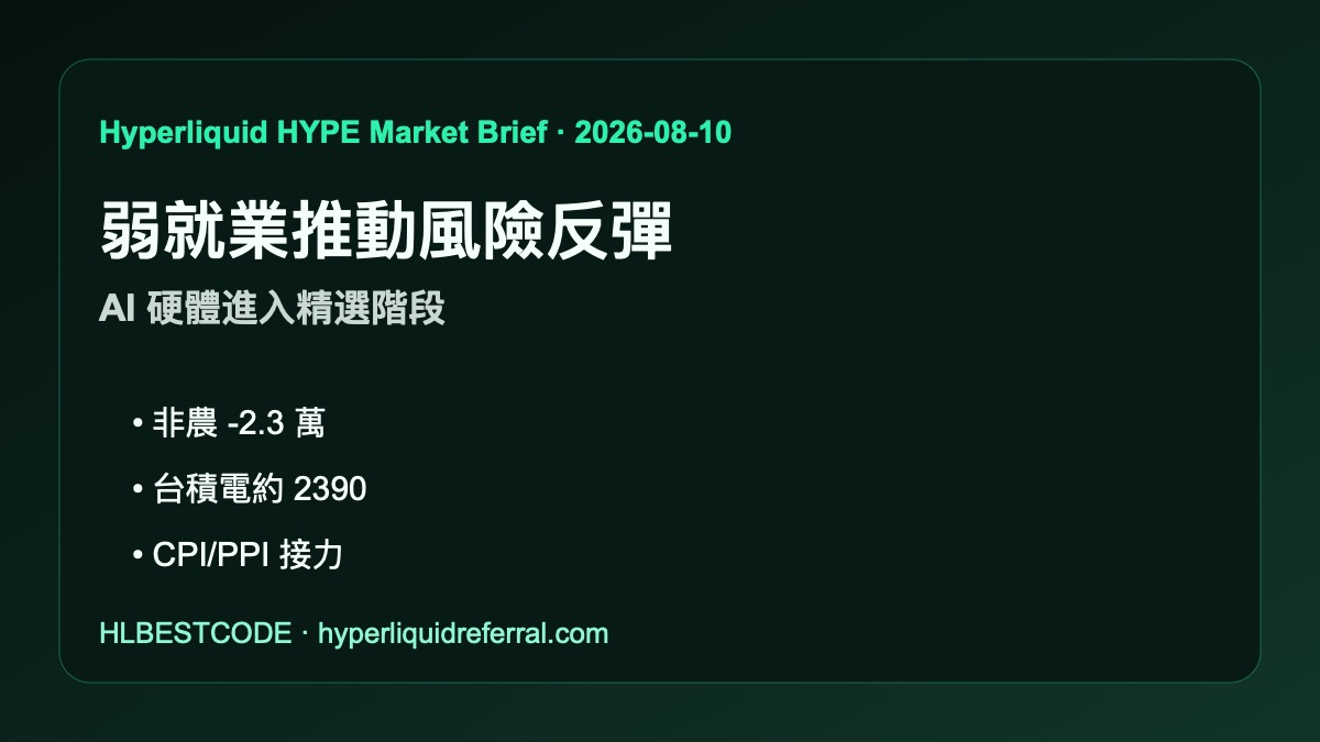 Hyperliquid HYPE 市場簡報 2026-08-10 | 弱就業、AI 硬體精選、台積電與 CPI 風險